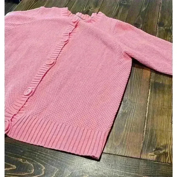 LL Bean Textured Knit Sweater Sx XL Buttons 100% Cotton Pink 3/4 Sleeves - Picture 5 of 9